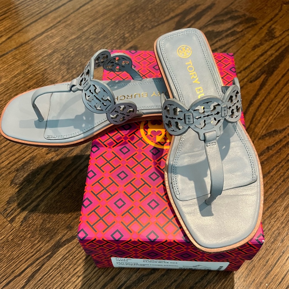 Tory Burch Tiny Miller Sandals size 7.5 cloud blue